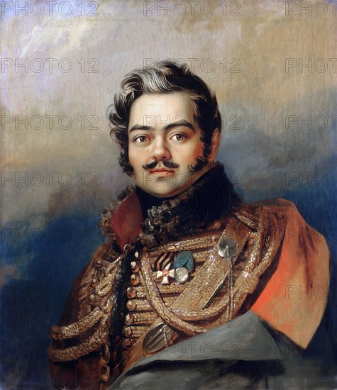 Portrait of Denis V. Davydov (1784-1839), 1824. Creator: Workshop of George Dawe.