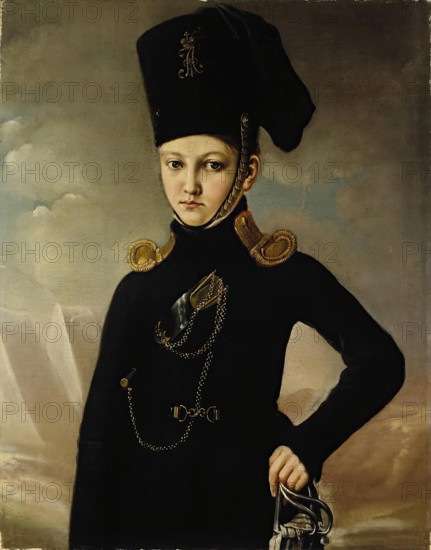 Portrait of a Young Officer from the Dmitriev-Mamonov Cossack Regiment, 19th century. Creator: Unknown.