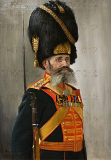 Portrait of the Palace Grenadier Company's Private Maksim Kulakov , 1915. Creator: Vladimir Poyarkov.