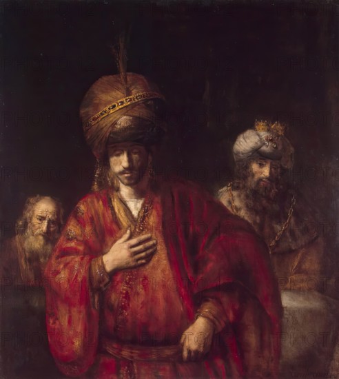 Haman recognizes his fate, 1650. Creator: Rembrandt Harmensz van Rijn.