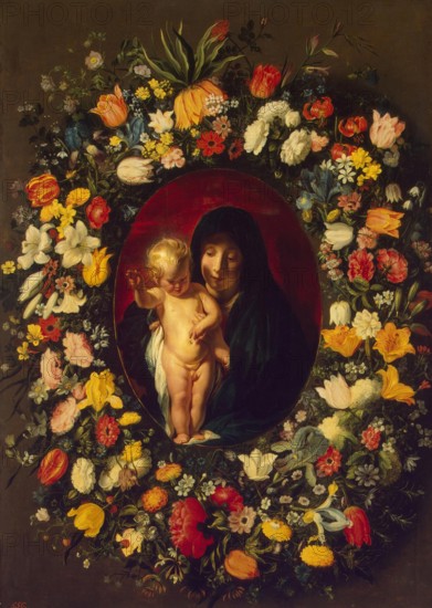Madonna and Child in the Garland of Flowers, 1618. Creators: Jacob Jordaens I, Andries Danielsz.