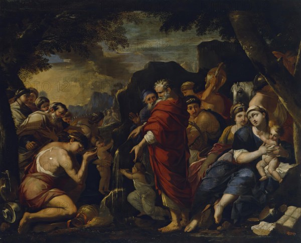 Moses Striking the Rock, 1634. Creator: Giovanni Maria Bottalla.