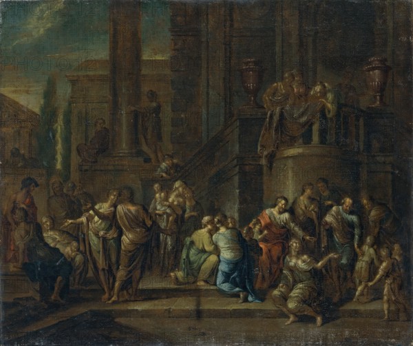 Christ Blessing the Children ('Suffer little children to come unto me, and forbid them not...'),1696 Creator: Gaspar Jacob van Opstal II.
