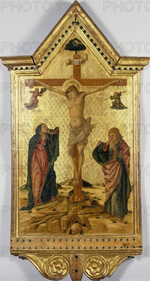Crucifixion with the Virgin and St John, 1475. Creator: Nicola di Maestro Antonio d'Ancona.