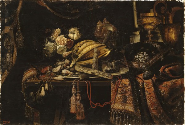 Still Life with a Melon, 1650. Creator: Francesco Maltese.