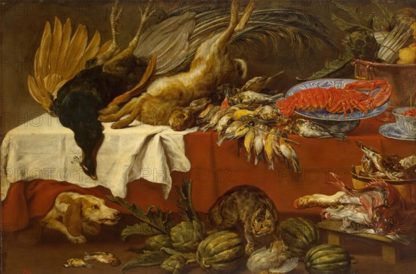 Still Life with Dead Game and Lobster, 1650. Creator: Paul de Vos.