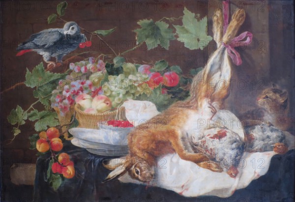 Hare, Fruit and Parrot, 1647. Creator: Jan Fyt.
