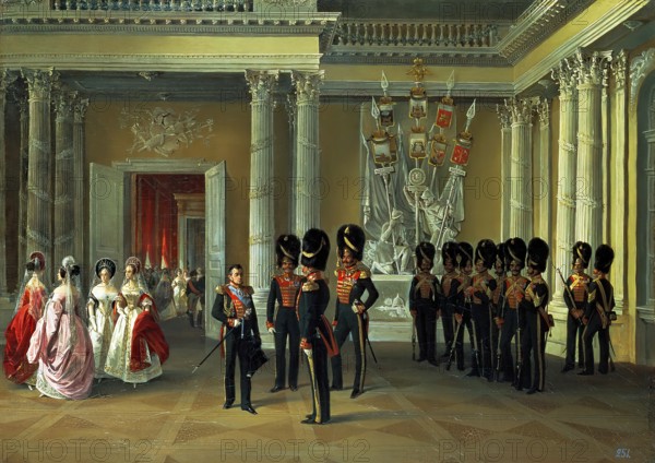 Part of the White (Armorial) Hall in the Winter Palace, 1838. Creator: Adolphe Ladurner.