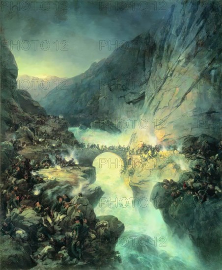 Crossing Over Devil's Bridge on 14 September 1799, 1857. Creator: Alexander von Kotzebue.