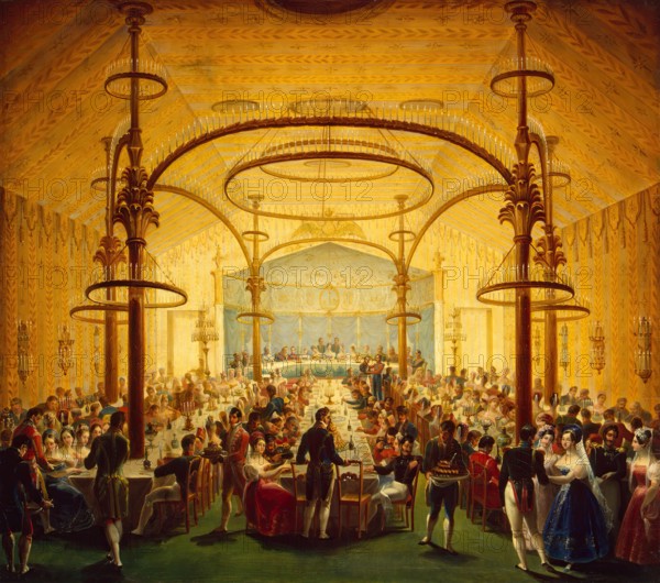 The Ceremonial Dinner in Honour of the Moscow Governor-General Prince Dmitry Golitsyn, 1835. Creator: Anon.