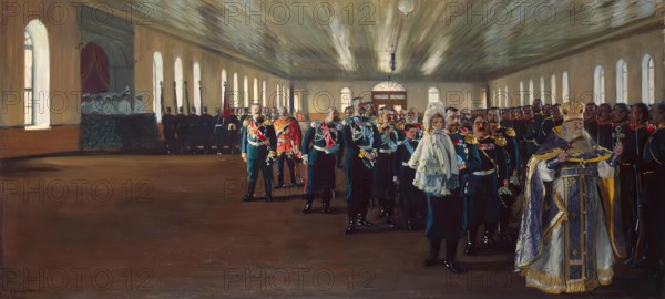 The Church Parade of the Finnish Life Guards Regiment, 1906. Creator: Boris Mikhajlovich Kustodiev.