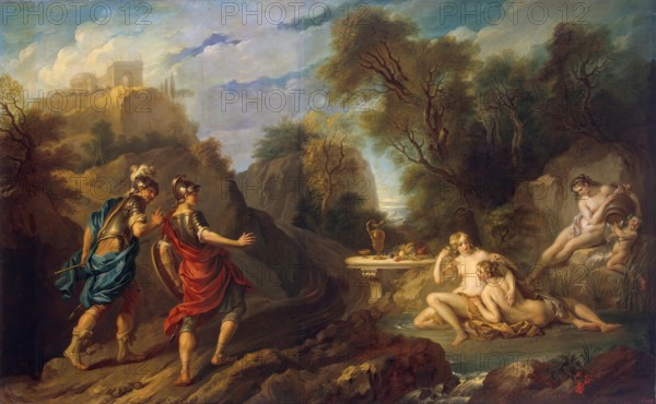 Messengers of Godfrey of Bouillon in Gardens of Armida, 1735. Creator: Francois Lemoyne.