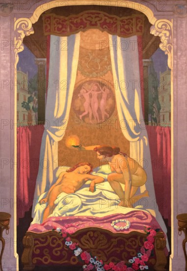 Panel 3. Psyche Discovers that Her Mysterious Lover is Eros, 1908. Creator: Maurice Denis.