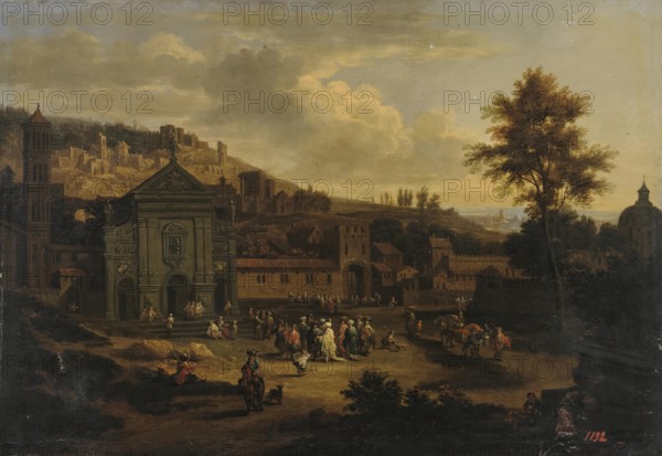 Square in a Seaside Town, 1675. Creators: Adriaen Frans Boudewyns, Peeter Bout.