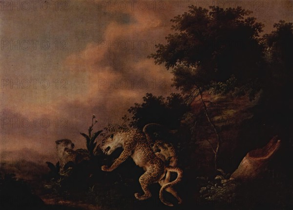 Leopards Attacking a Wild Boar, 1750. Creator: Wenzel Ignaz Prasch.