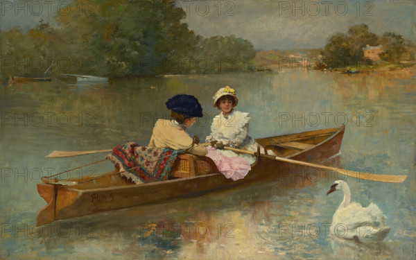 Rowing on the Seine, 1870. Creator: Ferdinand Heilbuth.