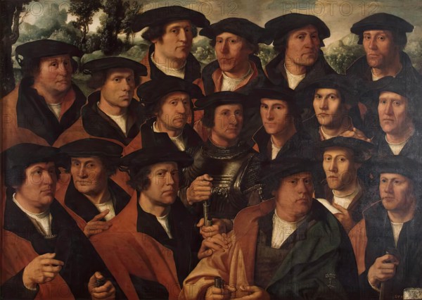 Group Portrait of the Amsterdam Shooting Corporation, 1532. Creators: Dirck Jacobsz, Jacob Cornelisz. van Oostsanen.
