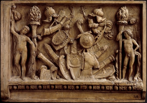 Relief depicting panoply of trophies, 19th century? Creator: Unknown.