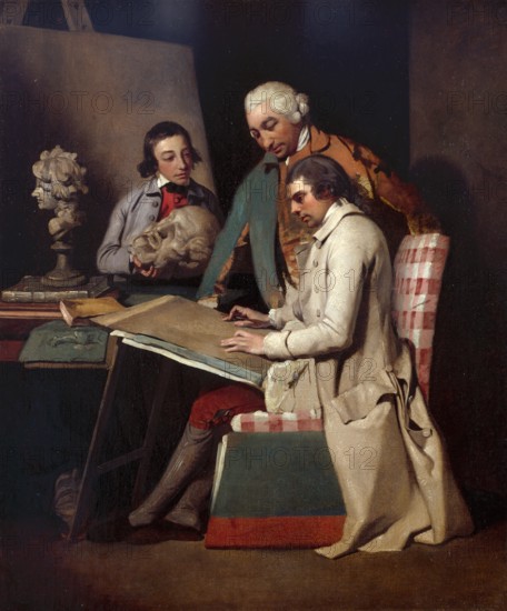 John Hamilton Mortimer, A.R.A. with Joseph Wilton, R.A., and a Student, c1760-5. Creator: John Hamilton Mortimer.