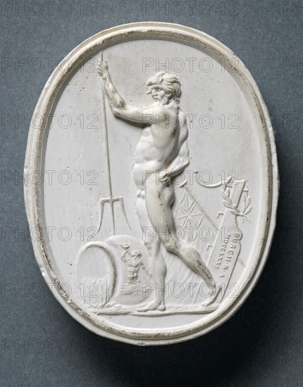 Plaster cast of a gem depicting the Roman god Neptune, (1771?). Creator: Edward Burch.