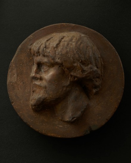 Cast of left profile of Dacian man with full hair and beard. Creator: Unknown.