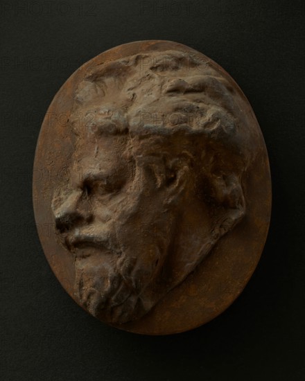 Cast of head of Dacian with large nose and under-chin beard. Creator: Unknown.