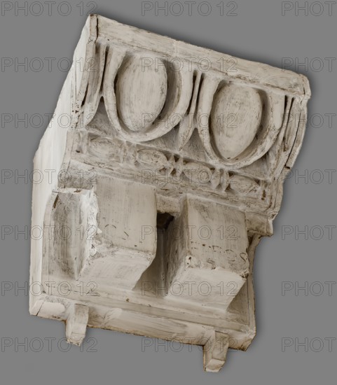 Cast of area of cornice with egg-and-dart, bead-and-reel, and dentils..., ?late 18th century.  Creator: Unknown.