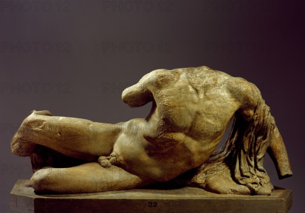 Cast of Figure A (Ilissos?) from west pediment of Parthenon, (1816?). Creator: Unknown.