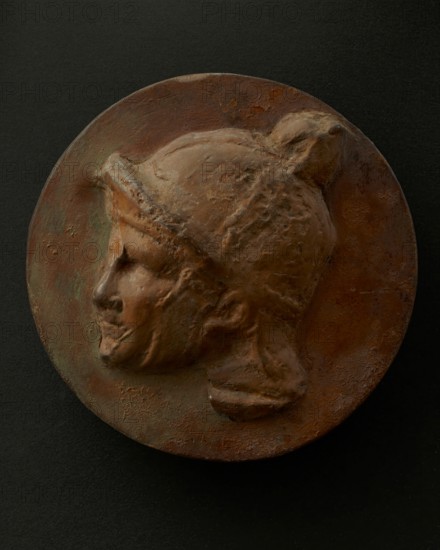 Cast of head of young Roman auxiliary wearing helmet. Creator: Unknown.