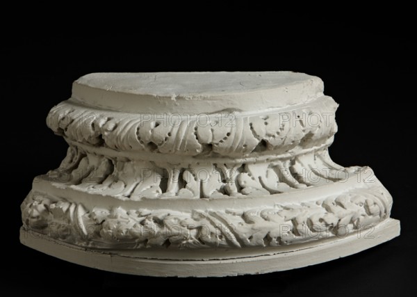 Cast of column base decorated with deeply drilled leaves. Creator: Unknown.