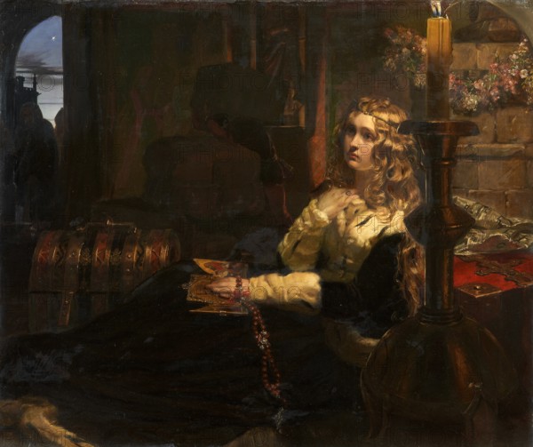 Elizabeth Woodville in her Sanctuary, Westminster after the abstraction of her eldest Son...c1855. Creator: Arthur George Walker.