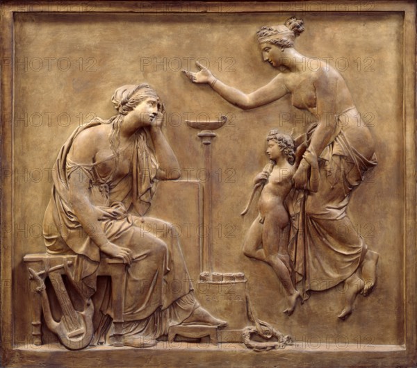 Venus and Cupid appearing to Sappho to console her, before 1866. Creator: John Gibson.