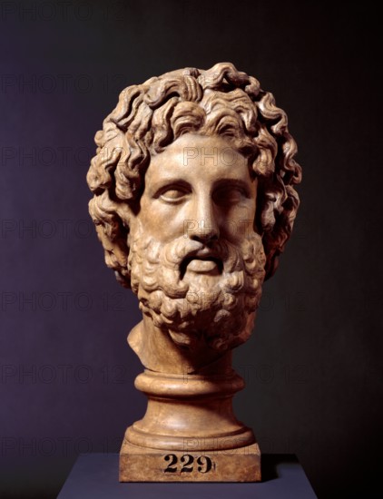 Cast of Colossal head of Asklepios, c325-300 BC, (19th century). Creator: Unknown.