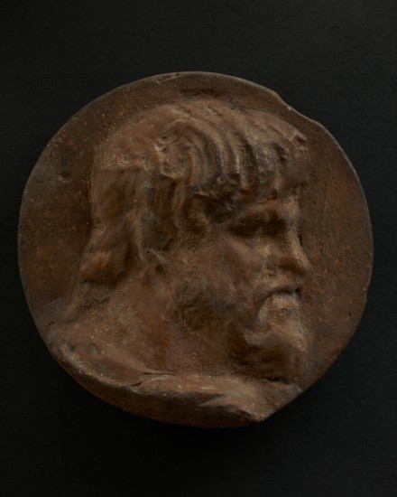 Cast of head of bearded Dacian in cloak. Creator: Unknown.