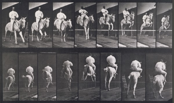 Jumping a hurdle, 1872-1885.   Creator: Eadweard J Muybridge.