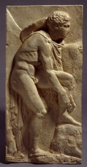 Cast of sandal-binder from West frieze (figure 29 of Slab XV), c442-438 BC, (early 19th century). Creator: Unknown.