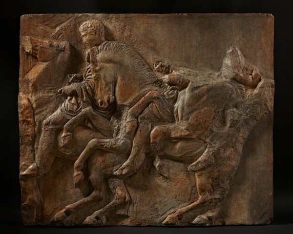 Cast of slab of riders from North frieze of Parthenon (figures 100-102, Slab XXXVII..., 1817-1850. Creator: Unknown.