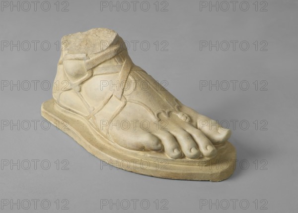 Plaster Cast of Male Right Foot Wearing a Sandal, c1880s. Creator: D Brucciani & Co.