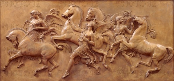 The Hours leading the Horses of the Sun, 1850. Creator: John Gibson.
