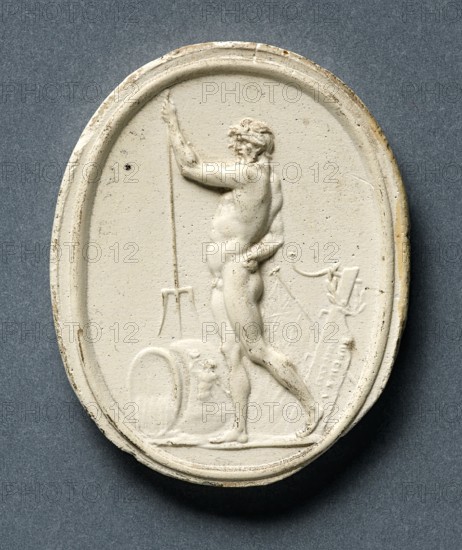 Plaster cast of a gem depicting the Roman god Neptune, (1771?). Creator: Edward Burch.