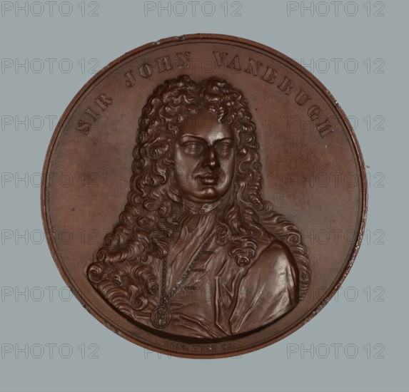 Sir John Vanbrugh, Art Union of London medal, 1855. Creator: Benjamin Wyon.