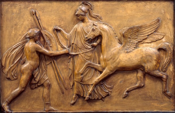 Minerva bringing Pegasus to Bellerophon, before 1866. Creator: John Gibson.