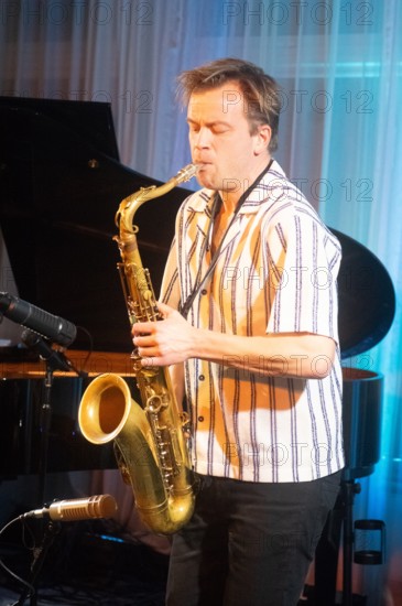 Marius Neset, Marius Neset Quartet, Watermill Jazz Club, Dorking, Surrey, Mar 2026. Creator: Brian O'Connor.