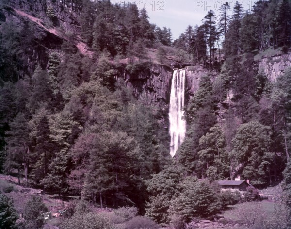 Pistyll Rhaeadr Waterfall, Wales, c1955.  Creator: Arthur Charles Kirby Ware.