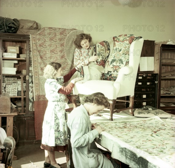 Upholstery room, Royal School of Needlework, c1955. Creator: Arthur Charles Kirby Ware.