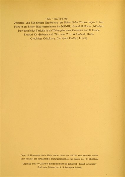 Inside page of the book about Adolf Hitler, published by Cigaretten-Bilderdienst Hamburg-Bahrenfeld Editions (1936)