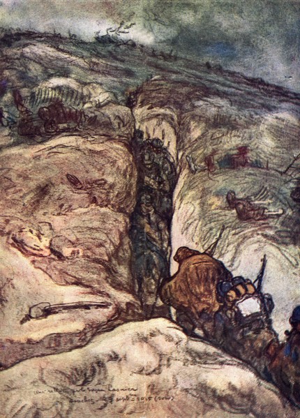 première guerre mondiale. Sur le front d'Artois, une relève dans un BoyauSoldats français dans une