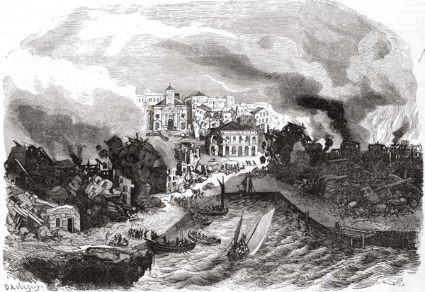 Catastrophe. Tremblement de terre aux Antilles, le 8 février 1843. La destruction de