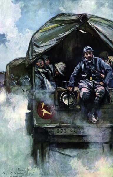 "Sur la Route de Verdun", peinture de François Flameng