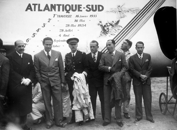 Carte postale célébrant la traversée de l'Atlantique-Sud, 1934